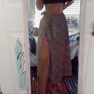 A leopard flowy slit skirt